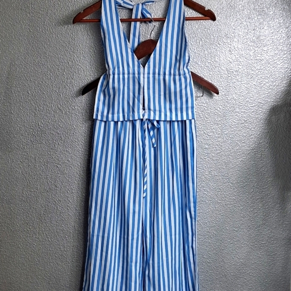 Blue and White Striped Halter Top & Pants   Size S - Picture 1 of 9